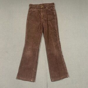 80s Wrangler Girls Corduroy Slim Fit Bell Bottom Jeans Size 12 Brown Made in USA